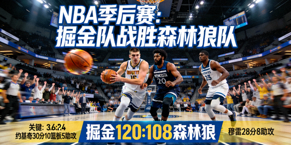 NBA季后赛掘金队战胜森林狼队精彩瞬间战报图片